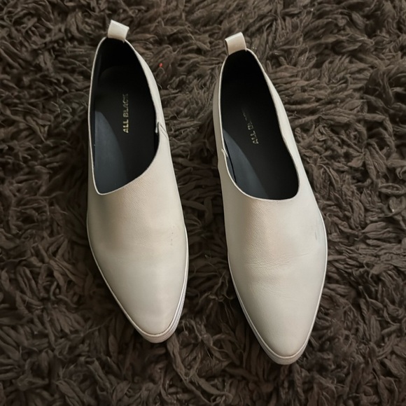 {{all black}} Side Scoop Leather Flats in bone white from Anthropologie - Picture 2 of 11